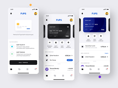 FUPS Credit Card Screens app creditcard dashboard design fups ios mobileapp ui ux virtual card wallet