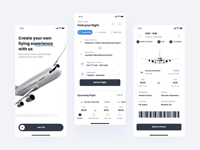 Flight Booking - Mobile Design animation book booking branding case study clean component design dipa inhouse flight mobile mobile design motion graphics plane ticket ui ui design ux ux design wireframe