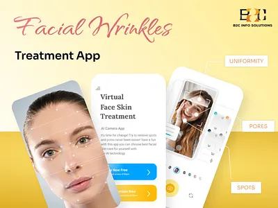 AI Assisted Facial Wrinkles Treatment App ai app android app app designing app development appdesign artificial intelligence b2cinfosolutions design facial app illustration