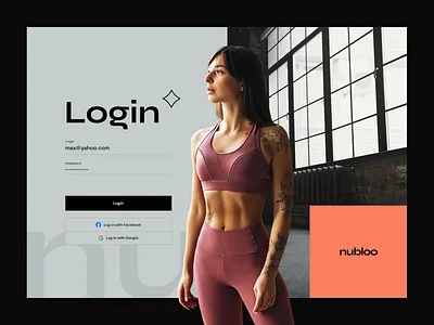 Nubloo Login app brown clean fit fitness health login orange page sign sport ui