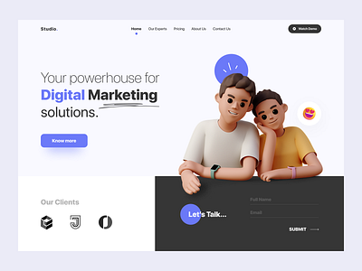 Digital Marketing Agency Landing Page 3d branding colors design digital marketing dribbble dribbble best shot illustration landing page product typography ui uidesign uiux ux uxdesign web webdesign website