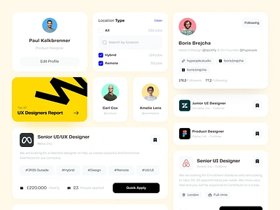 YODA - Job Board Components card design career component design system employment hiring hiring platform job job app job board job finder job listing job management job seeker product design recruitment report ui ui kit web app