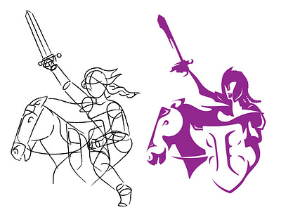 Fall 2020 - Sketches armor battle girl horse illustration rough shield sketch sword vector warrior
