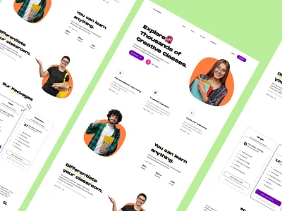 E Learning Landing page 3d app branding design education elearning graphic design illustration logo minimal motion graphics overlaps typography ui ux vector