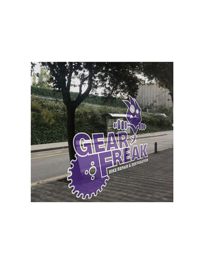 Gear Freak Logo - Widow Decal Mockup advertisement bicycle bike repair bike repair shop bike shop bikes branding decal gear freak gears graphic design illustration illustrator logo mtl graphics mtlgraphics photoshop purple repair