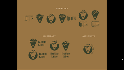 Buffalo Lilies - 02 alternates beauty bison brand branding buffalo crown design fashion feminine floral flower identity lilies lily lockups logo system vector