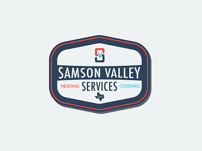 Samson Valley Service Concept Logos adobe illustrator badge branding cooling heating hvac logo retro shield texas vintage