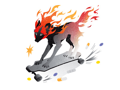 FIREDOG ON PILLS art digital drawing graphic design illustration tatto