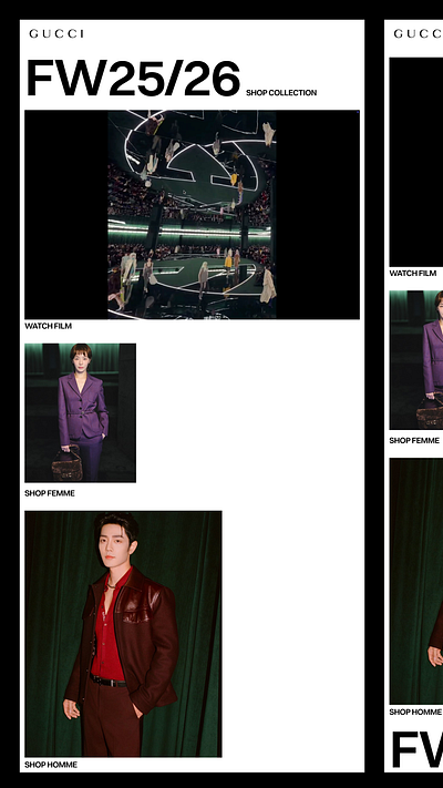 Gucci 2025 Fashion Show Layout Explorations design figma graphic design ui web