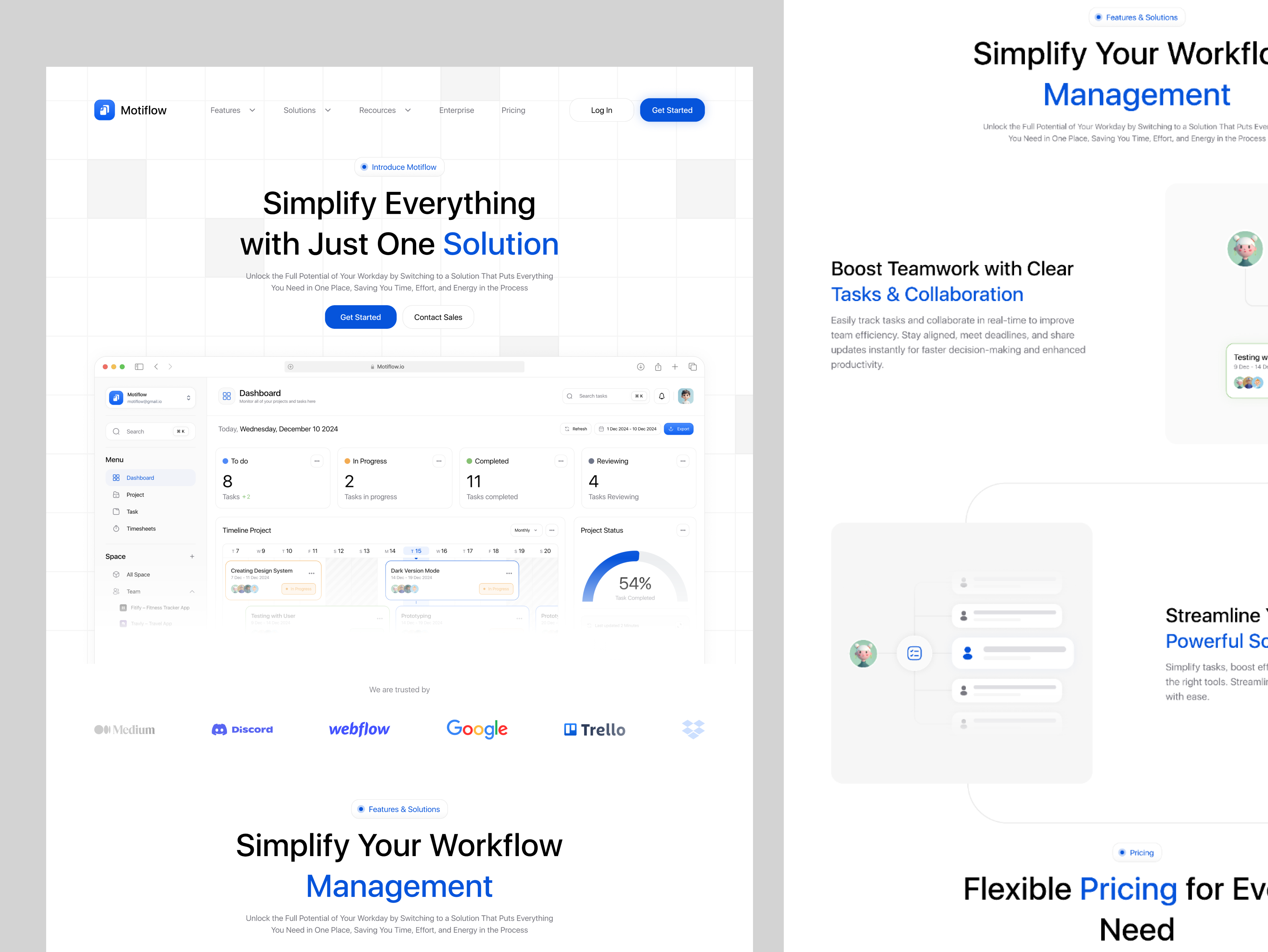 Motiflow | Task Management Landing Page activity planner homepage landing page landing page ui productivity dashboard productivity landing page project management project management dashboard project management landing page saas productivity website saas project management task management task management dashboard task management website website