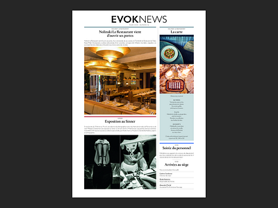 Evoknews #16 graphic design hotel indesign news press newsletter press restaurant