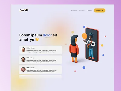 Landing page branding design illustration logo typography ui ux