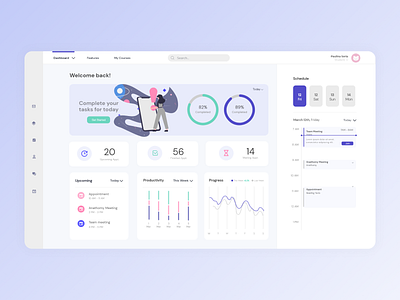 Dashboard - E-Learning dashboard elearning menu overboarding statistics stats ui design