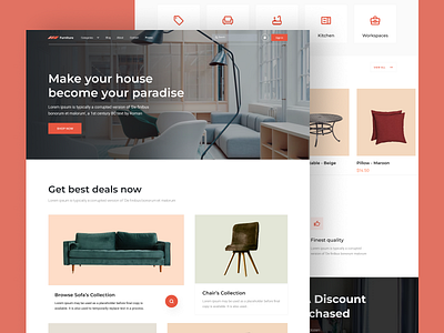 Furniture landing page chair ecommerce furniture home homepage house interior interior architecture interior design landing page living room property real estate room shop ui web web design website website design