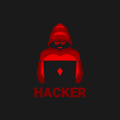 Mysterious Hacker cartoon character design hacker illustration logo red