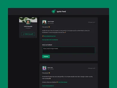 Feed Project - Ignite | Rocketseat card darkmode feed ignite jonas milan react rocketseat ui web webdesign website