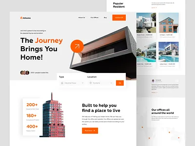 Athome - Real Estate Landing Page apartement building clean design estate home home page house landing page real estate real estate landing page real estate website residence ui ui design ux web web design website website design