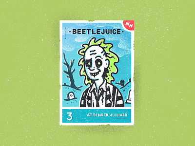BeetleJuice Trading Card baseball card beetle beetlejuice beetles betelguese cards cemetary character ghost ghosts halloween horror horror movie illustration procreate scary spooky trading card