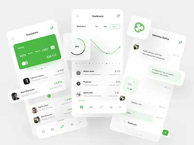 Mobile application for Clover Bank app chart chat crypto dashboard design illustration money pay statistics ui ux