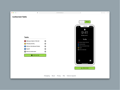 Lockscreen Tasks Website - UI Design iphone landing page lockscreentasks minimal neubrutalism prodcutivity tasks todo ui ui design uiux website website design website landing page