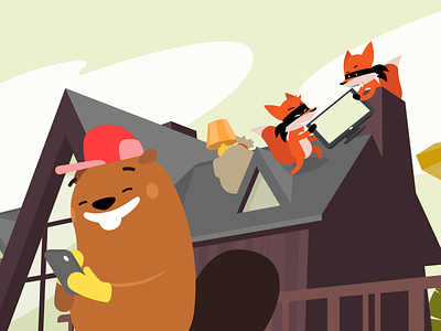 Beaver story 2d ai animation artwork beaver character character design env forest fox foxes illustration illustrator robber sek vector vectorart