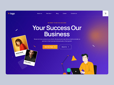 BPO & IT Company Website agency business clean company creative design hero banner homepage landing minimal promotion service typography ui uiux user interface ux web design website