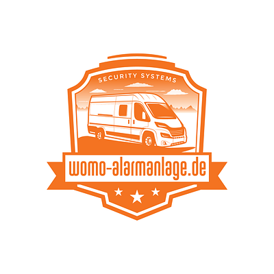 Logo for Motorhome Accessories Company automotive brand design brand identity branding car design emblem illustration logo motorhome mountain security vector vintage