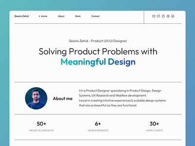 Landing Page - Portfolio exploration for personal website blue and white landing page gradient landingpage portfolio webflow website