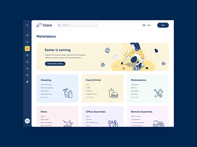 Workspace organizer and marketplace for office managers animation app buy cart categories ecommece graphic design marketplace motion graphics product page products ui uxui web web app