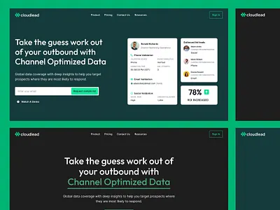 Hero Section Explorations for Cloudlead darkgreen green hero heroimage herosection landingpage section webflow website