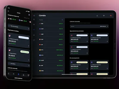 noodle - exchange for ipad banking crypto dark dark mode exchange ios ipad ipad os ipad pro responsive ui