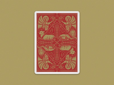 The Cross Playing Cards ⚜️ Back Design angels bible cross crown design engraving etching illustration lamb of god lion lion of judah peter voth design playing cards riffle shuffle vector woodcut