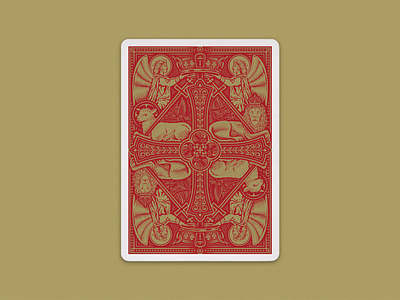 The Cross Playing Cards ⚜️ Back Design angels bible cross crown design engraving etching illustration lamb of god lion lion of judah peter voth design playing cards riffle shuffle vector woodcut