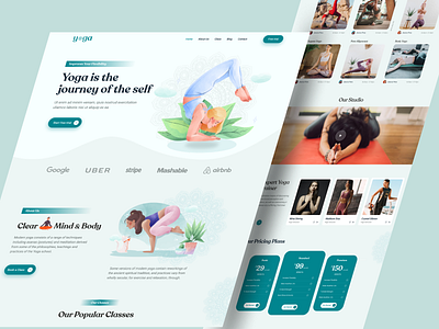 Meditation Website - Yoga Landing Page design fitness health illustration interface landing page logo meditation minimal product startup teaching training ui ux vector web website wordpress yoga