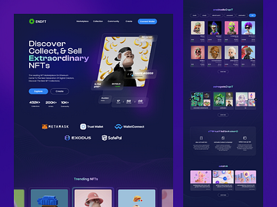 NFT Marketplace Landing Page blockchain design figma download figma freebies free figma download freebies graphic design landing page nft ui ui ux uikit user interface website design