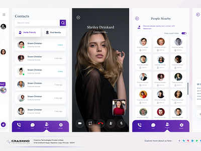 Chat Screens 3d animation branding chat module chat page design craxinno craxinnotechnologies design figma design graphic design illustration logo messenger app motion graphics software development technologies ui video calling