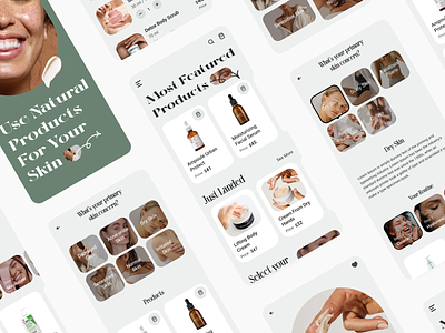 Skincare UI App (we are available for hire) app beauty body cosmetic cream design face makeup mobileapp products skincear ui ux