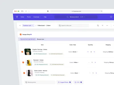 Voyavoya - E-commerce Dashboard app design cart check out components dashboard design ecommerce ecommerce app ecommerce design online shop online store shop shop app shopping shopping app store ui ui design uiux web