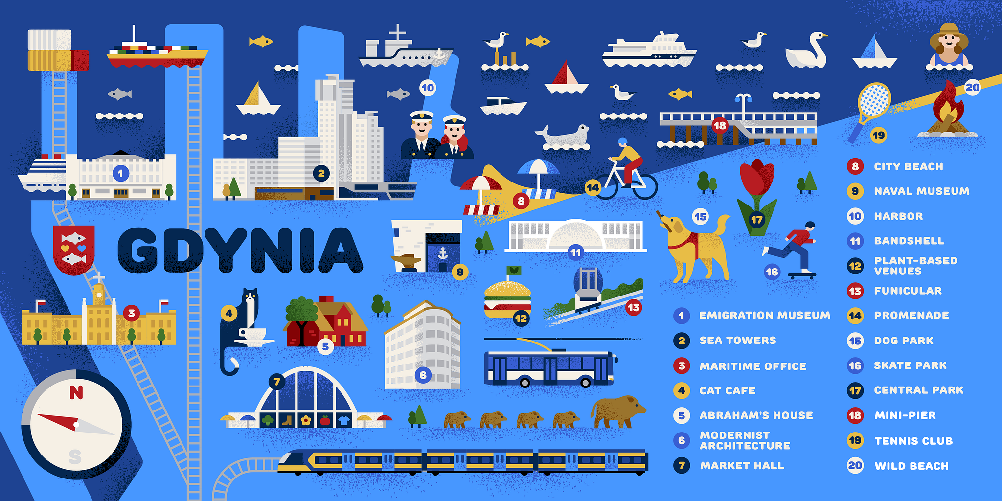 Illustrated Map of Gdynia by Magdalena Kozikowska on Dribbble