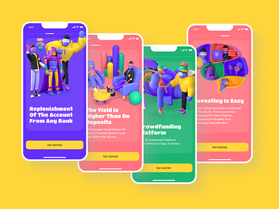 Concept onbording for Croudfinding app app design illustration ui ux