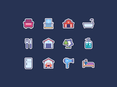 Household icons bathroom bed free icons fridge furniture graphic design home house household icons interior sofa sticker stickers vector art