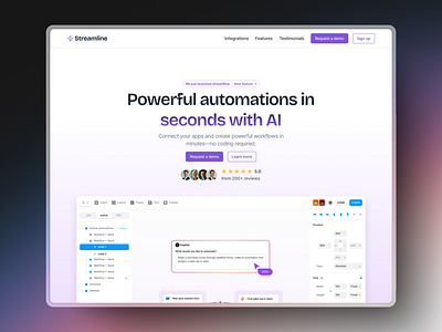 Streamline - AI SaaS Automation Platform Website ai branding design graphic design ill illustration logo typography ui ux web design