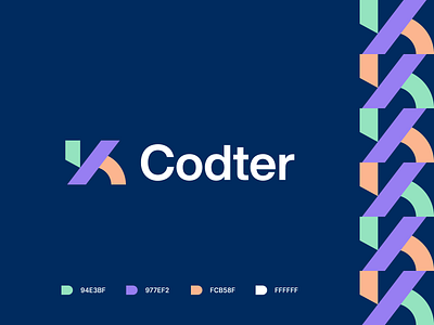 Codter Logo Design arrows blockchain brackets branding code coding deploy developer development fintech fullstack gradient icon identity logo pixels programming search software tech