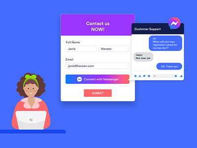 Facebook messenger integration banner design blog post facebook figma flat illustration illustration jotform messenger