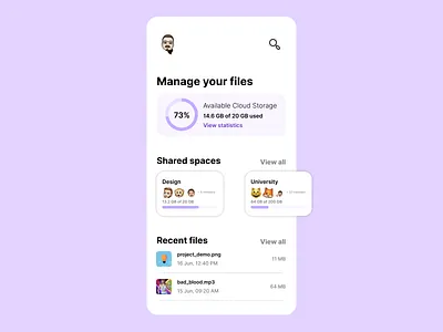 #050 Personal Cloud Manager app branding daily ui design illustration logo typography ui ux vector
