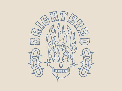 Skull Graphic autumn bright california chain fall fire flame flame skull halloween nienowbrand october retro shirt design skeleton design skull skull illustration stipple tattoo traditional design vintage design