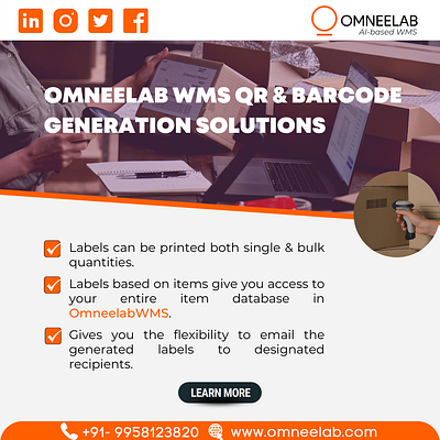 Omneelab WMS #QR / Barcode Generator animation branding design graphic design illustration logo typography ui ux vector