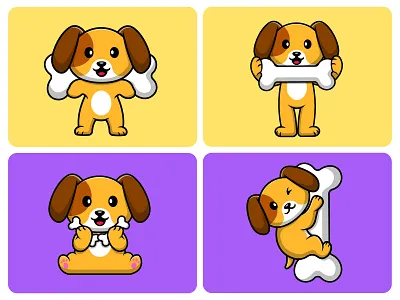 Cute Dog With Bone eating