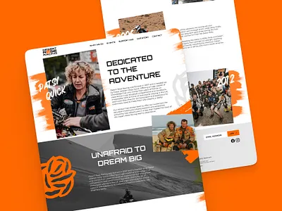 Desert Racing Website UI Design about about page bike bold design energy experience graphic design hero interface landing page orange page racing sports ui user web webpage website