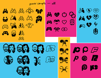 The Power Couple Twitch Brand brand branding c concepts console couple early exploration gaming heart identity illustration lightning logo mark p power sketch twitch wip